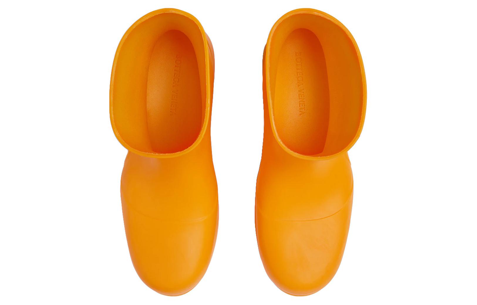 Резиновые полусапоги женские Bottega Veneta Puddle Ankle Boot тёмно-оранжевые, 35 EU