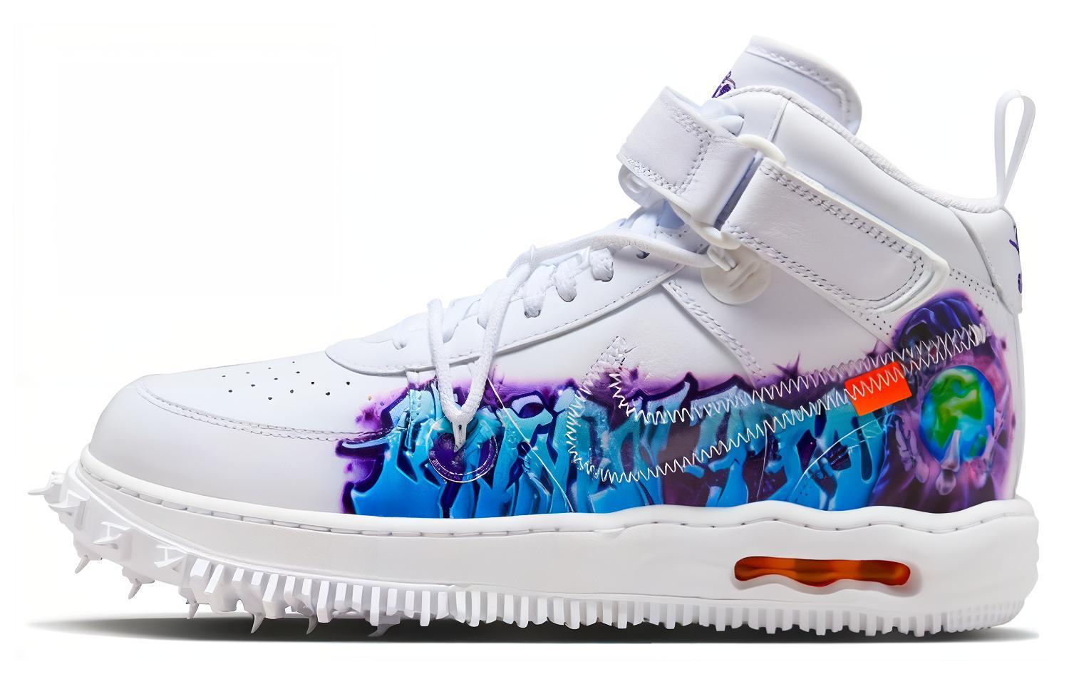 Кеды мужские Nike X Off White Air Force 1 Mid Graffiti, off white