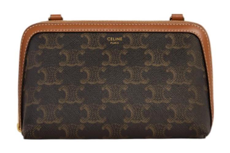 Сумка женская CELINE TriompheCANVAS кроссбоди с овчинной отделкой, tawny