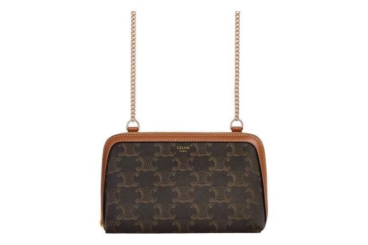 Сумка женская CELINE TriompheCANVAS кроссбоди с овчинной отделкой, tawny