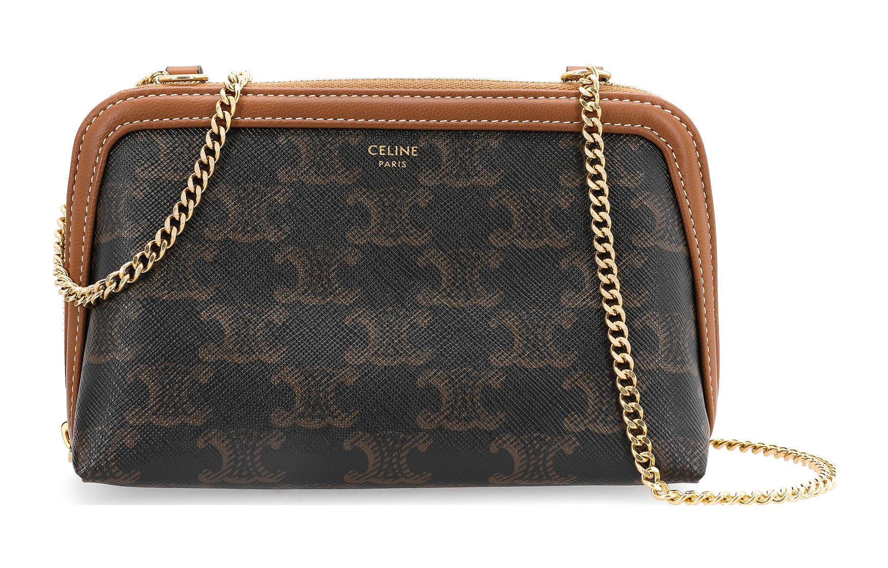 Сумка женская CELINE TriompheCANVAS кроссбоди с овчинной отделкой, tawny