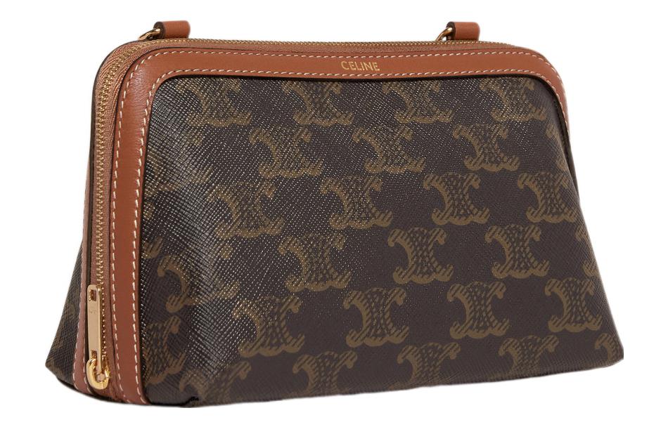 Сумка женская CELINE TriompheCANVAS кроссбоди с овчинной отделкой, tawny