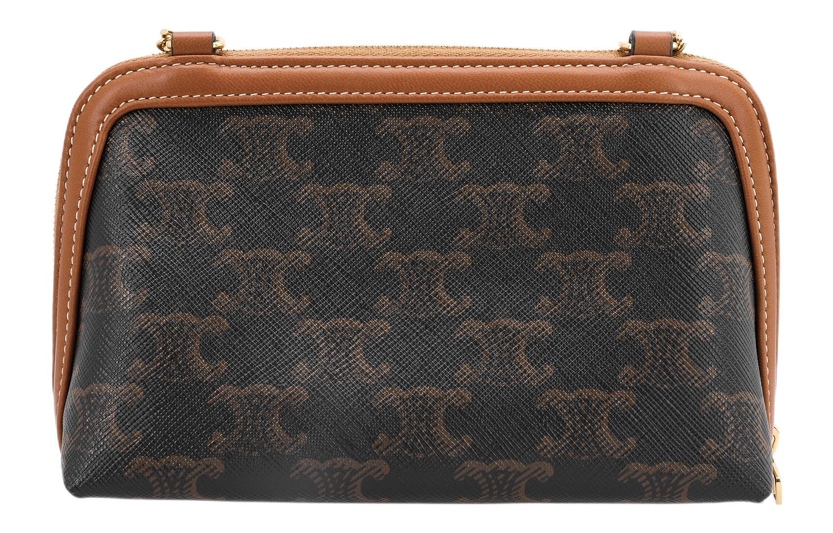 Сумка женская CELINE TriompheCANVAS кроссбоди с овчинной отделкой, tawny