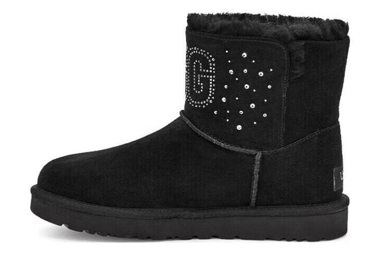 Снежные сапоги женские UGG Gem Mini черные-серебристые