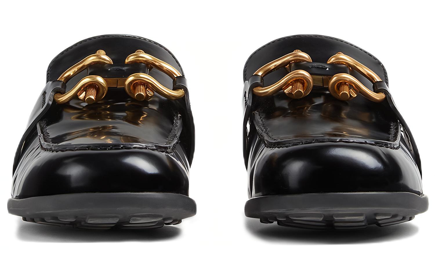 Лоферы женские Bottega Veneta 708902V28R01000 черные-золотые, 37.5 EU