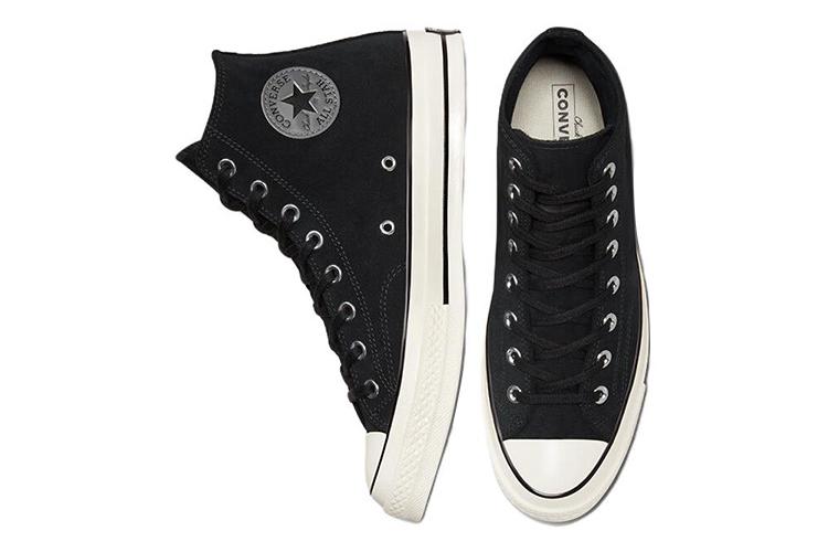 Кеды унисекс Converse Chuck 70 Suede High черные и белые, 36 EU