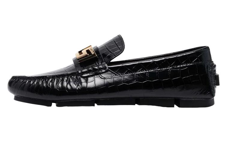 Лоферы мужские VERSACE Greca Loafer Croc черные, 41.5 EU
