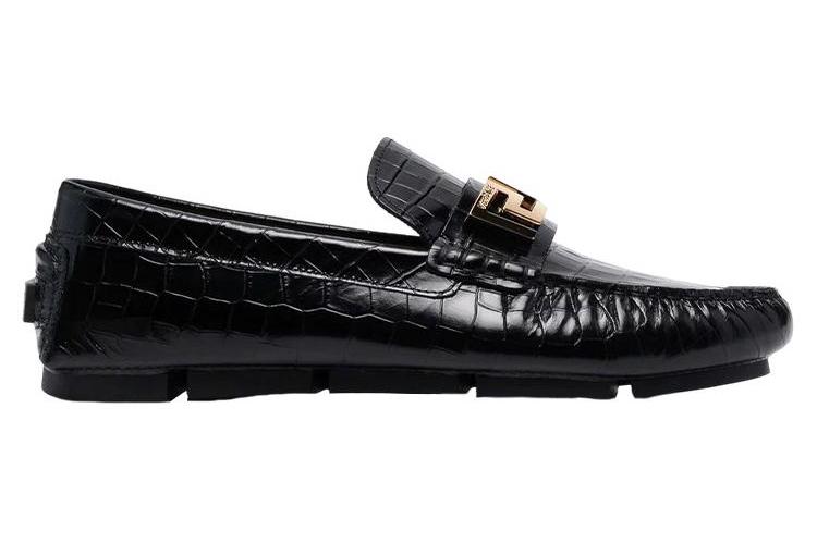 Лоферы мужские VERSACE Greca Loafer Croc черные, 41.5 EU