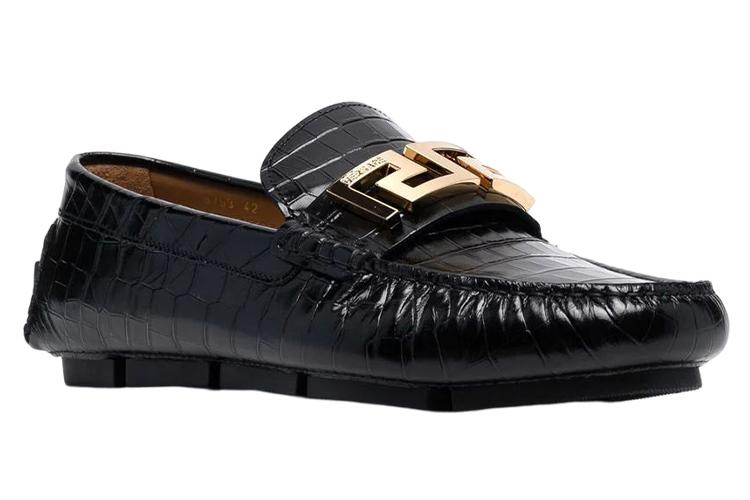 Лоферы мужские VERSACE Greca Loafer Croc черные, 41.5 EU