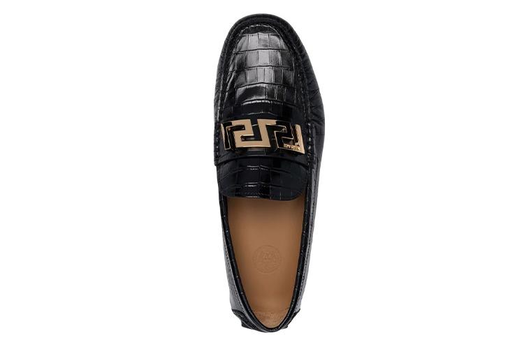 Лоферы мужские VERSACE Greca Loafer Croc черные, 41.5 EU