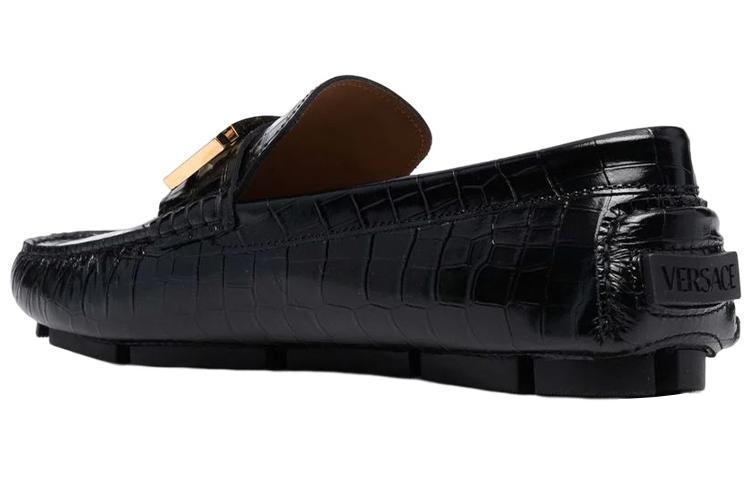 Лоферы мужские VERSACE Greca Loafer Croc черные, 41.5 EU