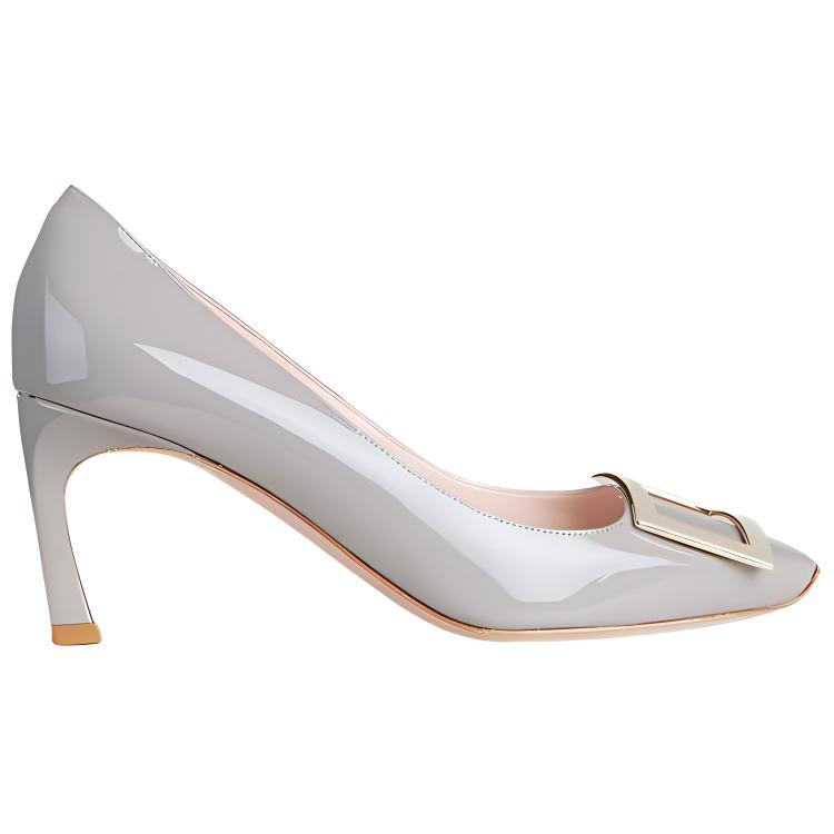 Туфли женские Roger Vivier Trompette Buckle Pumps серые-бежевые, 38 EU