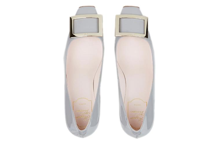 Туфли женские Roger Vivier Trompette Buckle Pumps серые-бежевые, 38 EU