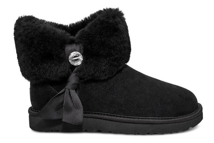 Сапоги женские UGG Cinched Fur Mini Snow Boots черные, 37 EU