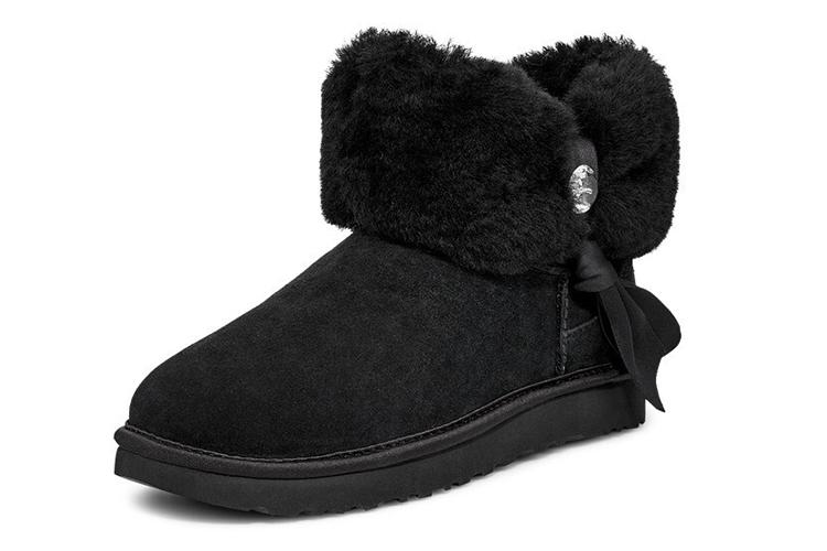 Сапоги женские UGG Cinched Fur Mini Snow Boots черные, 37 EU