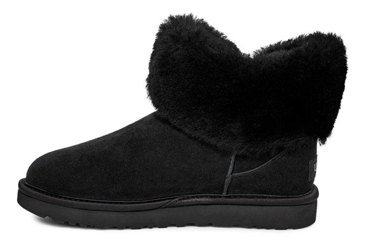 Сапоги женские UGG Cinched Fur Mini Snow Boots черные, 37 EU