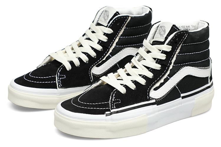 Кроссовки унисекс Vans Sk8 Hi Reconstruct черные, белые, 39 EU