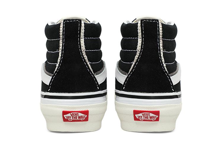 Кроссовки унисекс Vans Sk8 Hi Reconstruct черные, белые, 39 EU