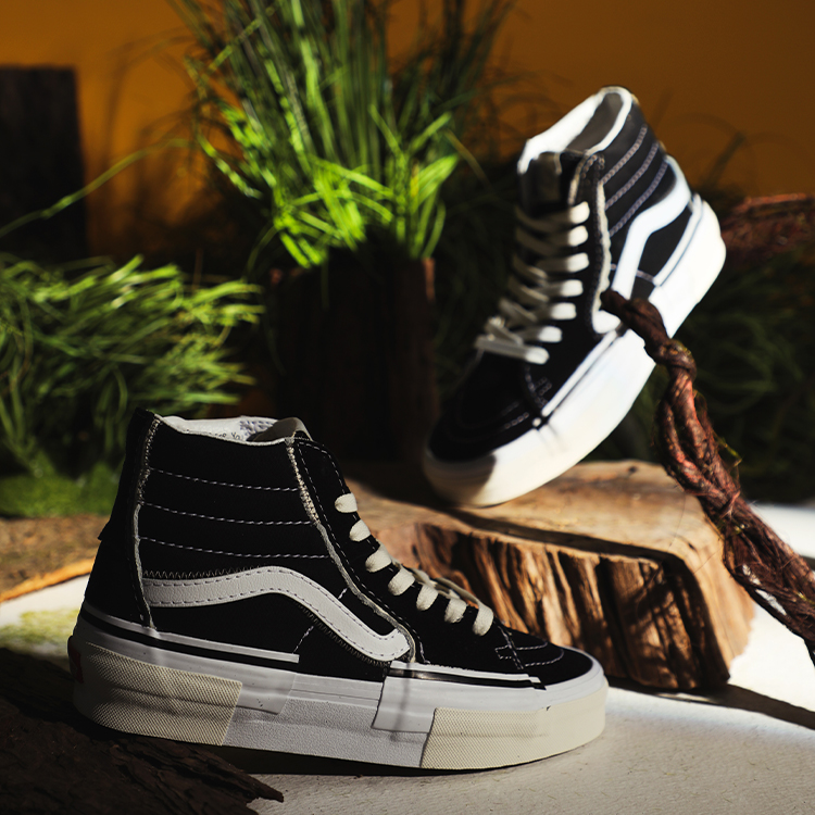 Кроссовки унисекс Vans Sk8 Hi Reconstruct черные, белые, 39 EU