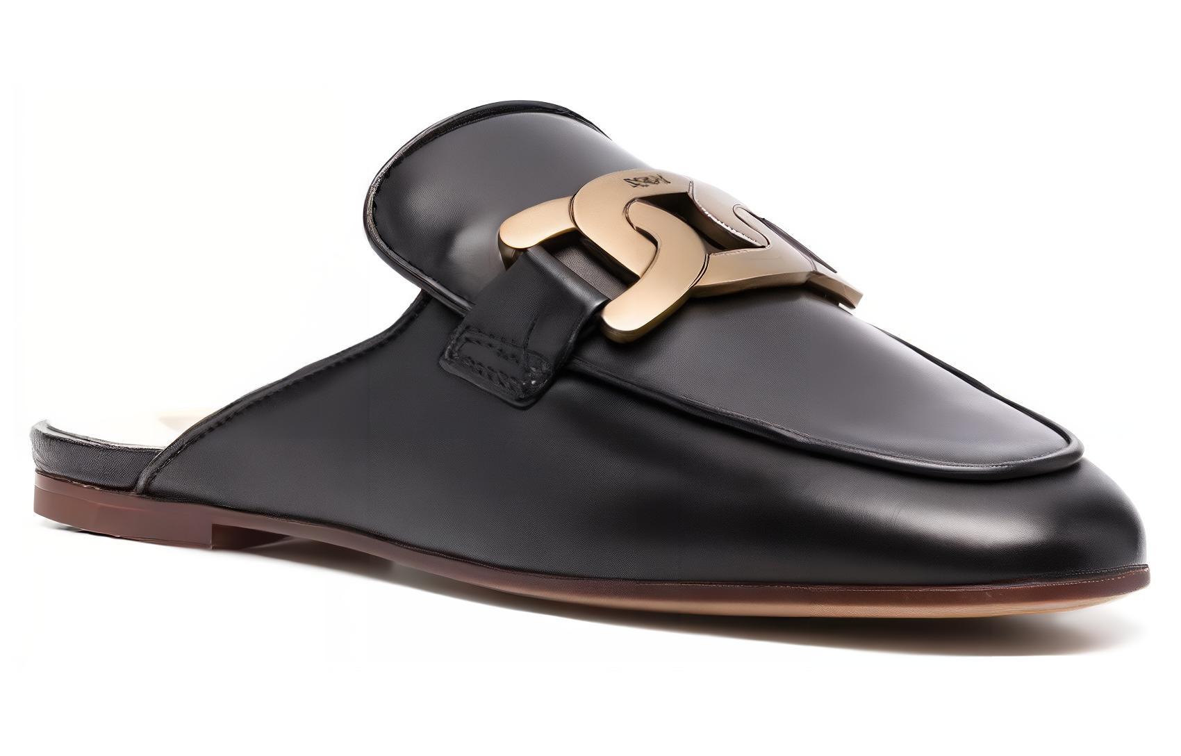 Шлепанцы женские TOD'S XXW79A0EX40NF5B999 черные-тан, 38 EU