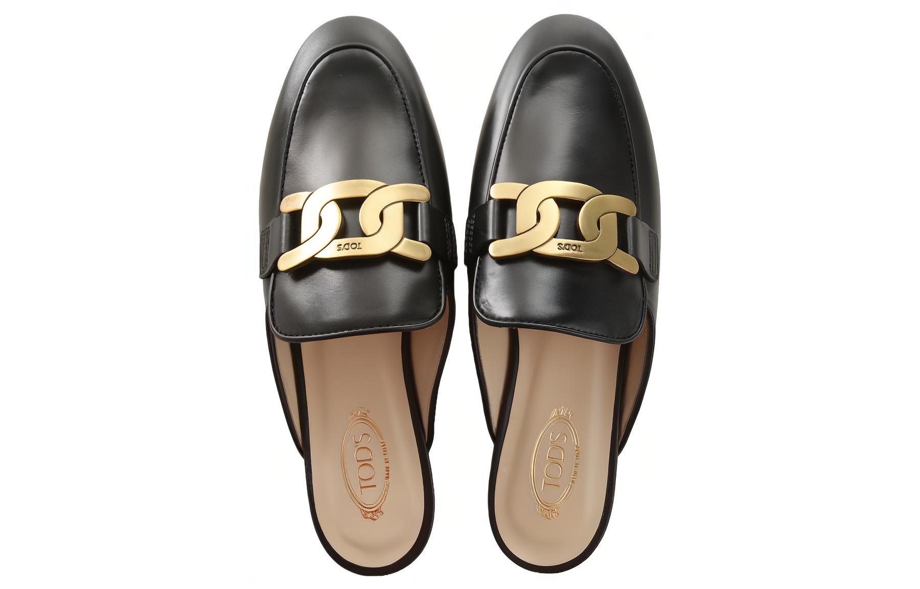 Шлепанцы женские TOD'S XXW79A0EX40NF5B999 черные-тан, 38 EU