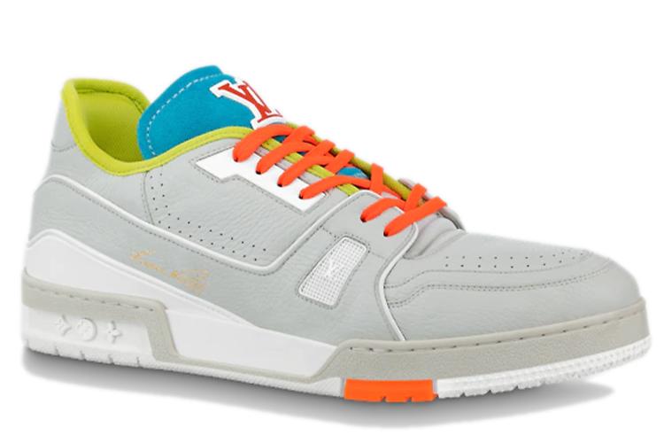 Кроссовки мужские LOUIS VUITTON Trainer Upcycled Low Top серые и оранжевые, 43.5 EU
