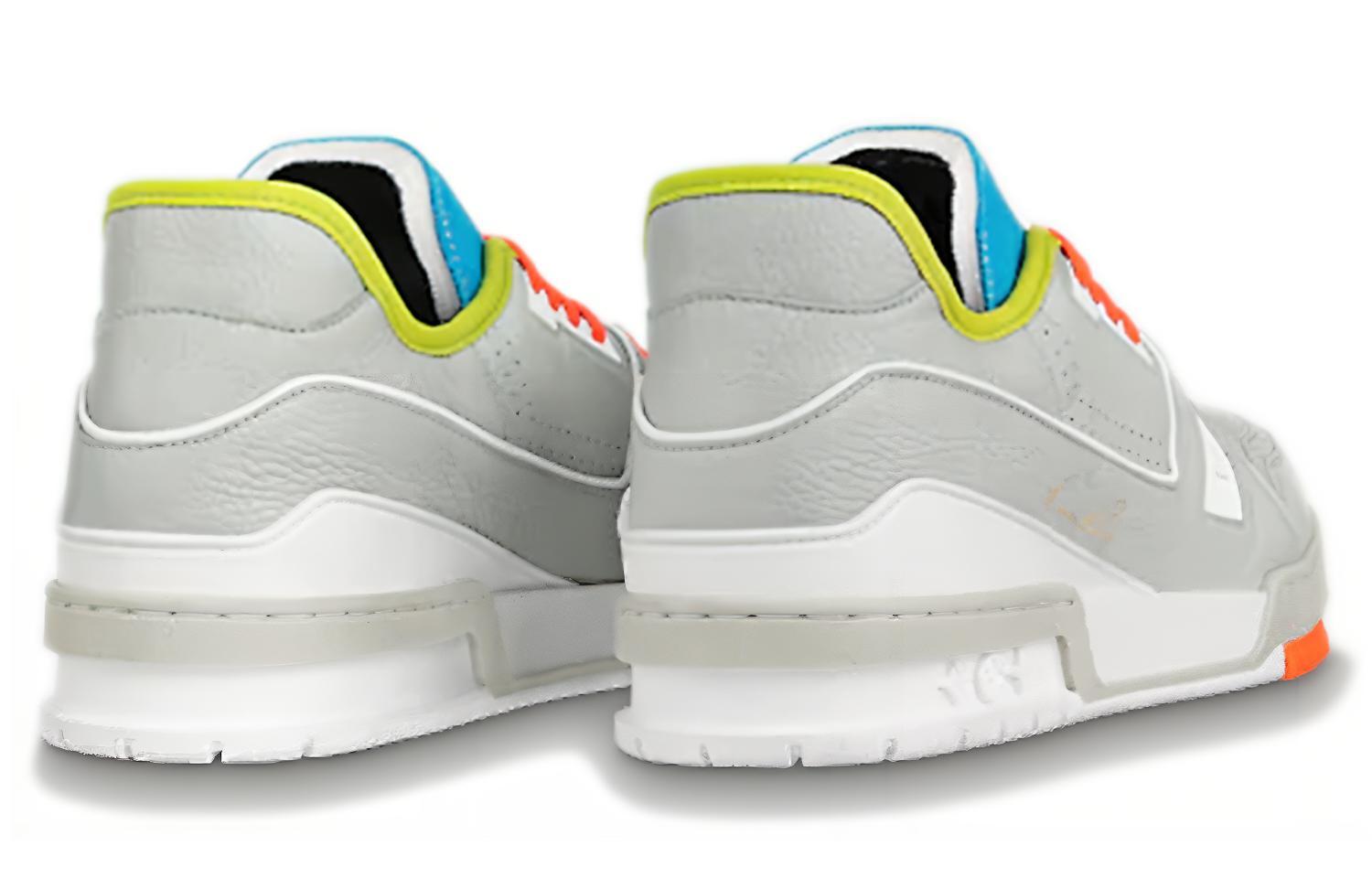 Кроссовки мужские LOUIS VUITTON Trainer Upcycled Low Top серые и оранжевые, 43.5 EU