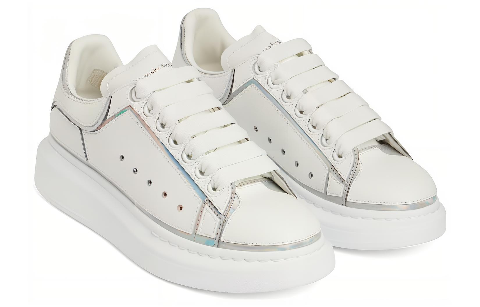 Кеды женские Alexander McQueen Oversized Sneakers белые серебристые, 36.5 EU