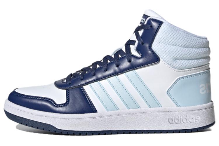 Спортивные кеды женские Adidas Hoops 2.0 Mid белые синие