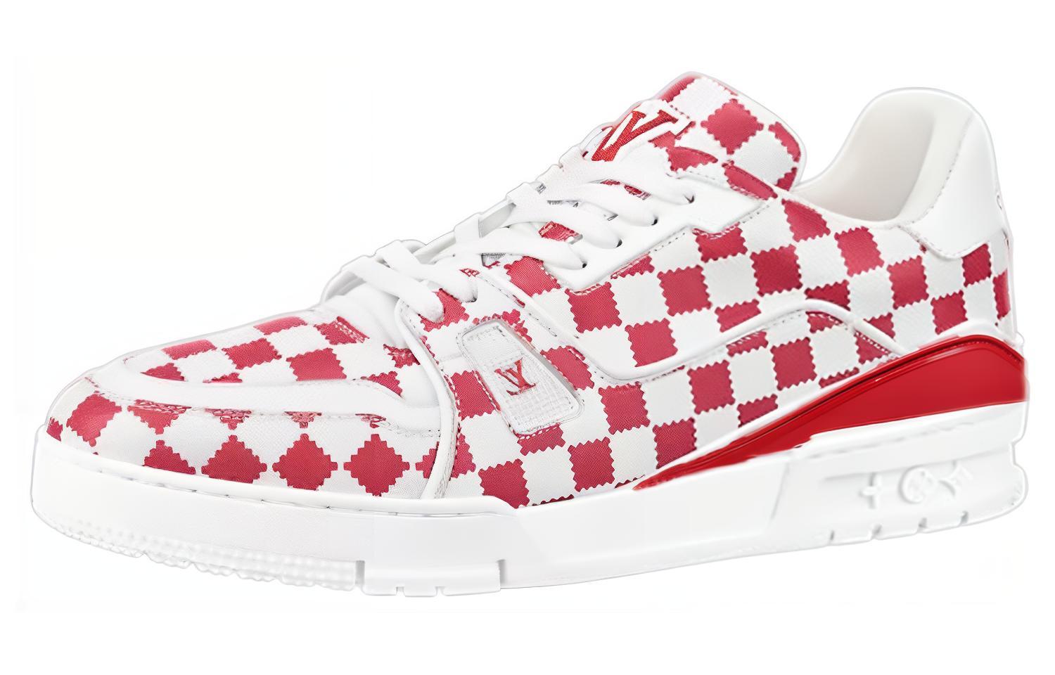 Кроссовки мужские LOUIS VUITTON X Nigo LV Trainer красно-белые, 42.5 EU