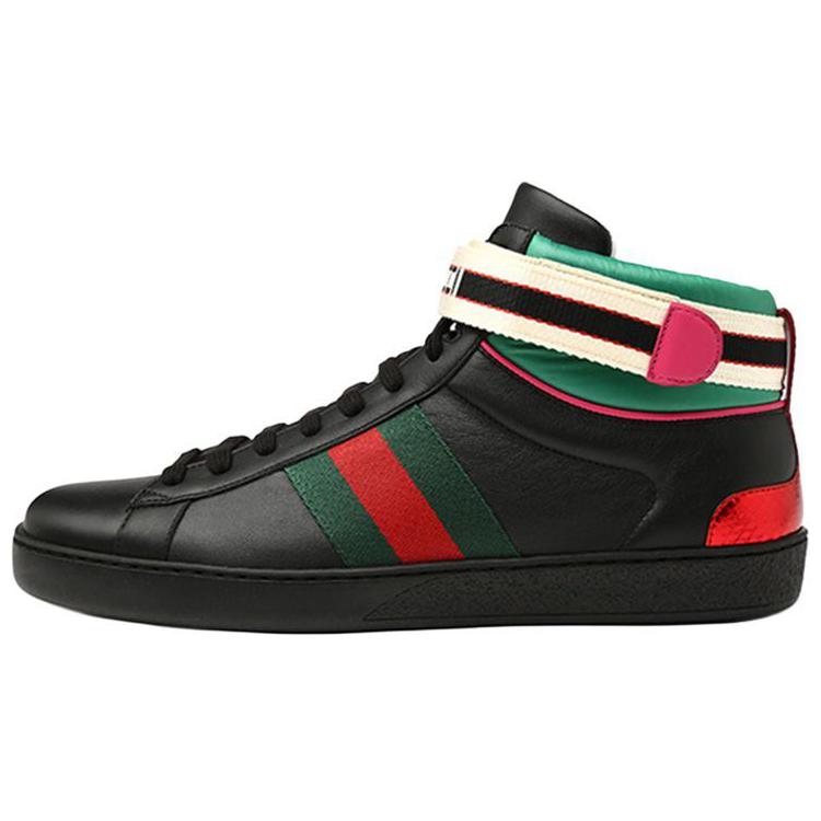 Кеды мужские GUCCI Stripe Ace High Top черные-зеленые