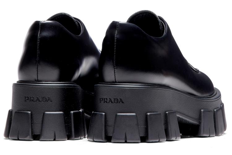 Полуботинки женские PRADA Monolith черные, 35 EU