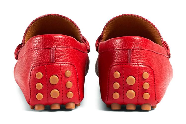 Лоферы мужские GUCCI Horsebit Leather Drivers красные-коричневые, 45 EU