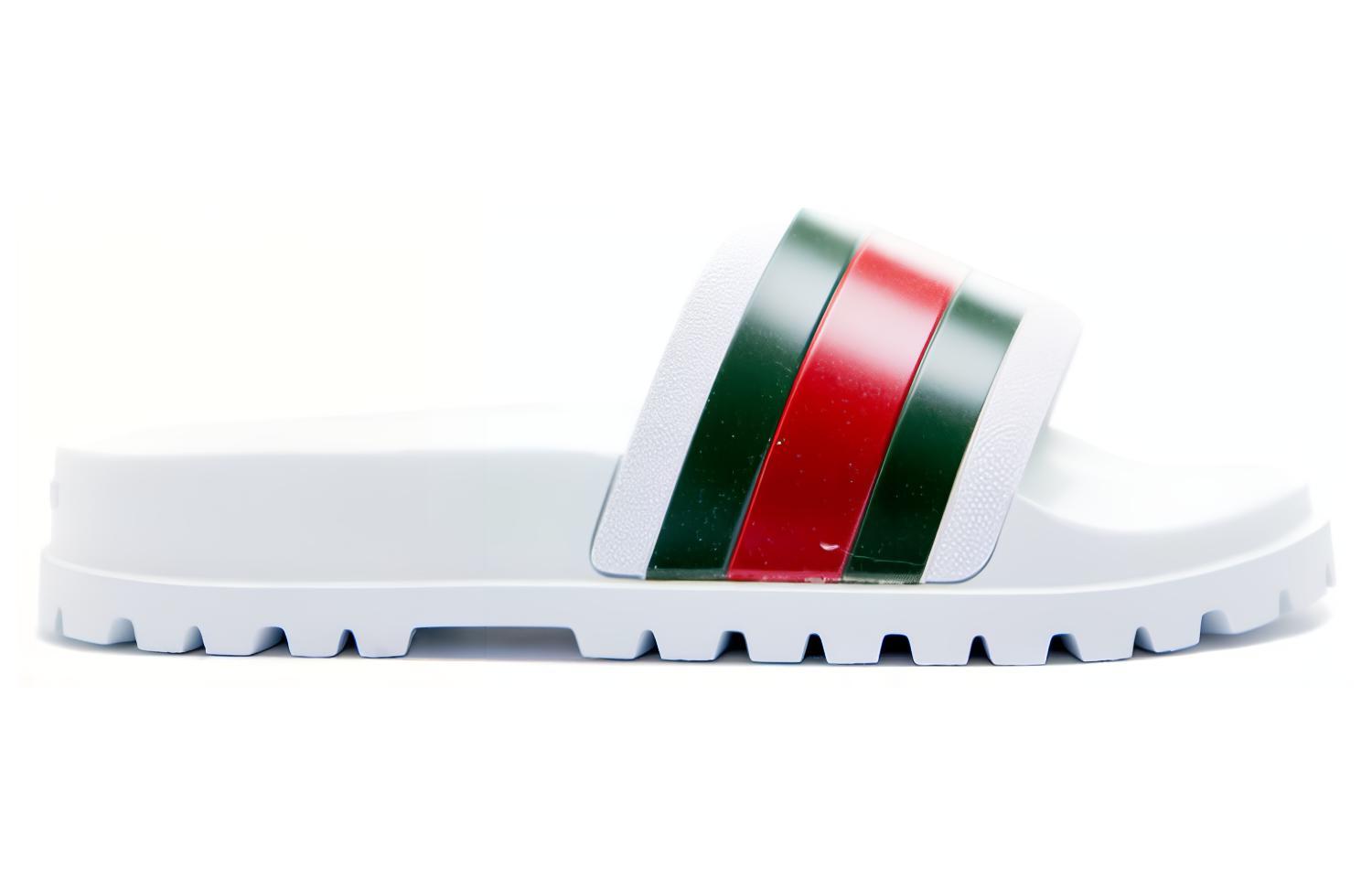 Шлепанцы мужские GUCCI Web Slide белые, 42 EU