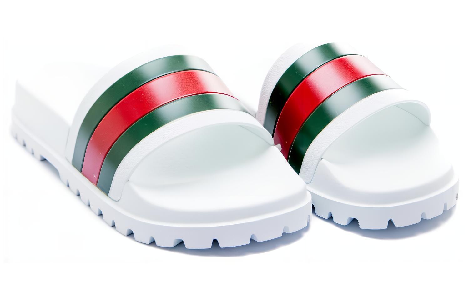 Шлепанцы мужские GUCCI Web Slide белые, 42 EU