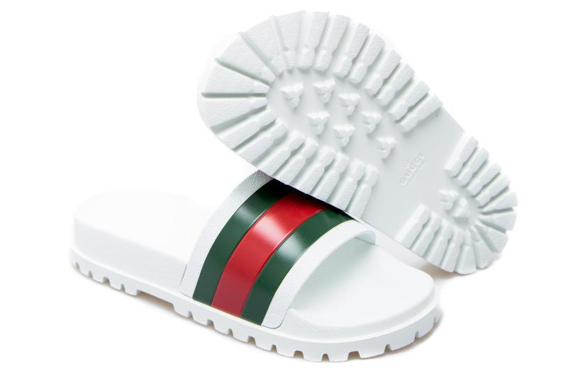 Шлепанцы мужские GUCCI Web Slide белые, 42 EU