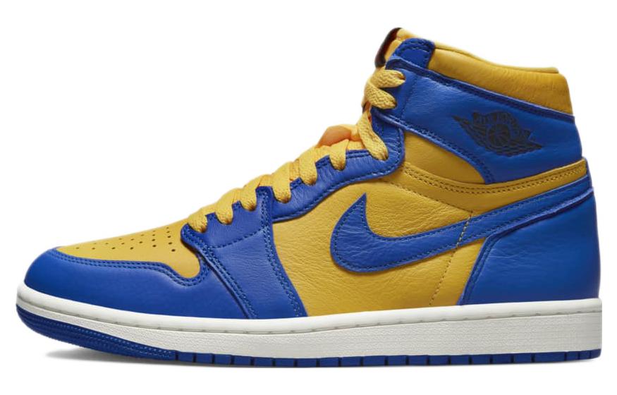 Спортивные кеды женские Jordan 1 Retro High OG Reverse Laney, blue-yellow, 35.5 EU