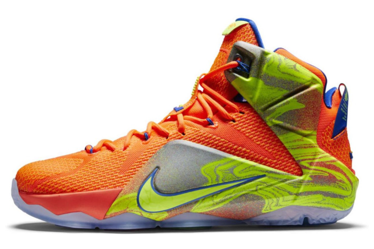 Кроссовки мужские Nike LeBron 12 Six Meridians оранжево-зеленые