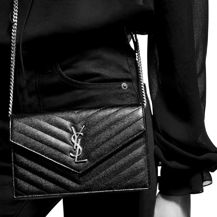 Сумка женская SAINT LAURENT Envelope Chain Wallet черная