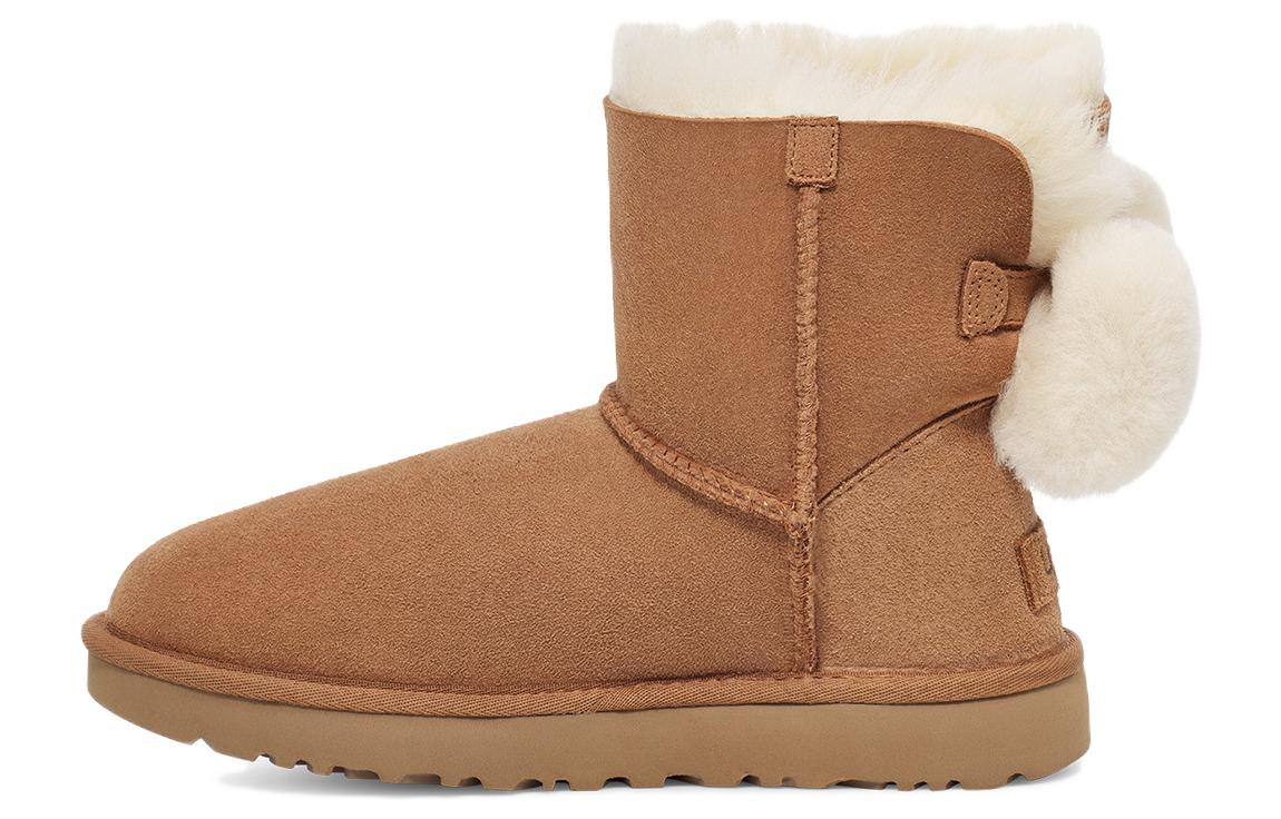 Сапоги женские UGG Mini Bailey Fuzzy Bow, tan-white