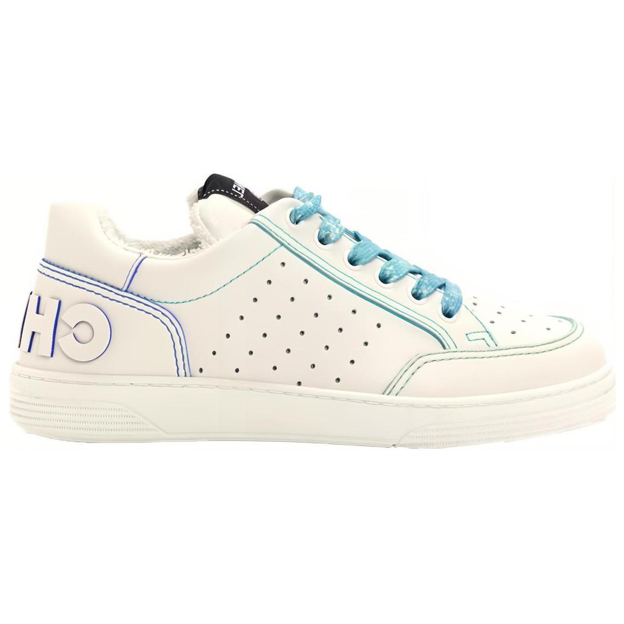 Кеды женские CHANEL G35934 X51648 C8651 белые с голубыми акцентами, 37 EU