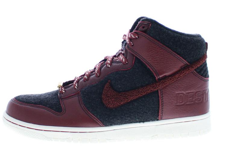 Кроссовки мужские Nike Dunk Sb High Destroyer, burgundy-black, 41 EU