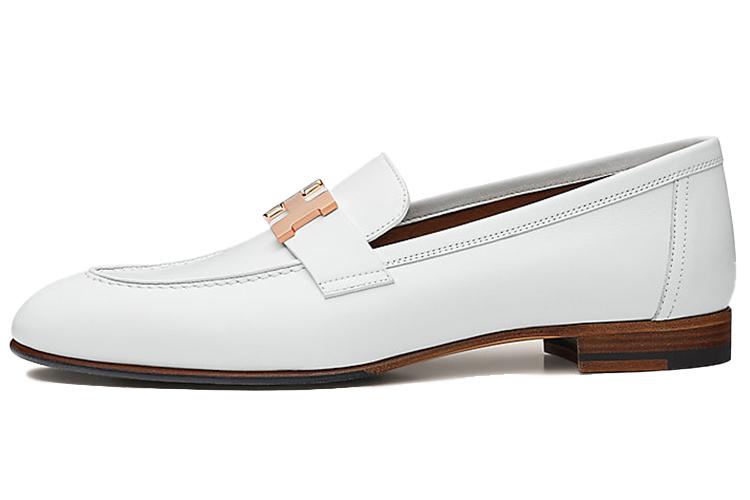 Лоферы женские HERMES Paris H211230Z 90 белые, 37 EU