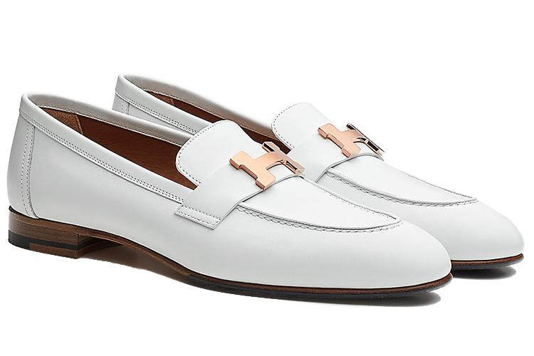 Лоферы женские HERMES Paris H211230Z 90 белые, 37 EU
