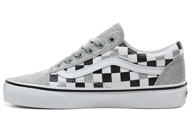 Кеды женские Vans Old Skool Glitter Checkerboard черные-белые, 35 EU