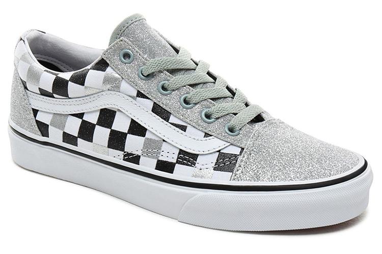 Кеды женские Vans Old Skool Glitter Checkerboard черные-белые, 35 EU