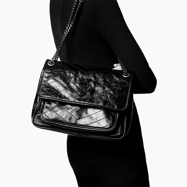 Сумка женская SAINT LAURENT Niki белая среднего размера