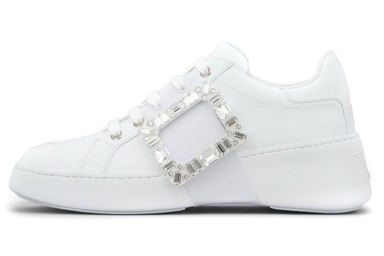 Кроссовки женские Roger Vivier Viv' Skate Strass Buckle, белые