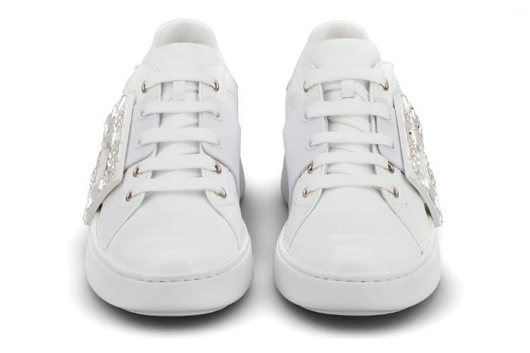 Кроссовки женские Roger Vivier Viv' Skate Strass Buckle, белые