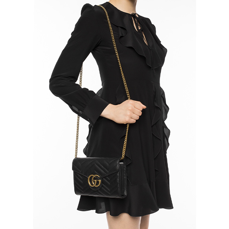 Сумка женская GUCCI GG Marmont Matelasse Mini черная